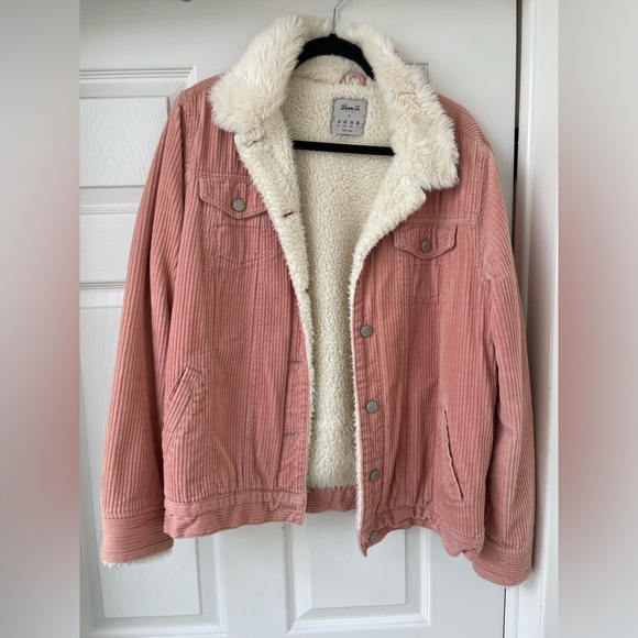 Pink Corduroy Sherpa Jacket, Women’s Size 10 Unisex - Picture 5 of 6